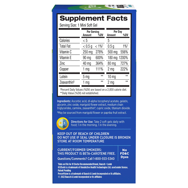 Bausch + Lomb PreserVision Eye Vitamin & Mineral Supplement AREDS 2 Formula - 90 CT