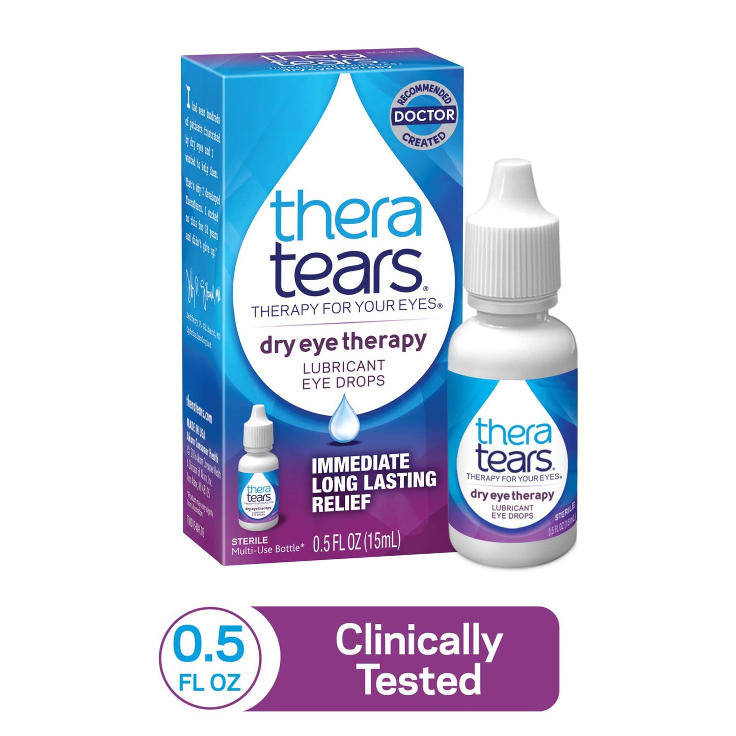 TheraTears Dry Eye Therapy Lubricating Eye Drops for Dry Eyes, 0.5 fl oz bottle