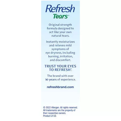 Refresh Tears Lubricant Eye Drops Preserved Tears, 2 Count, 30 mL