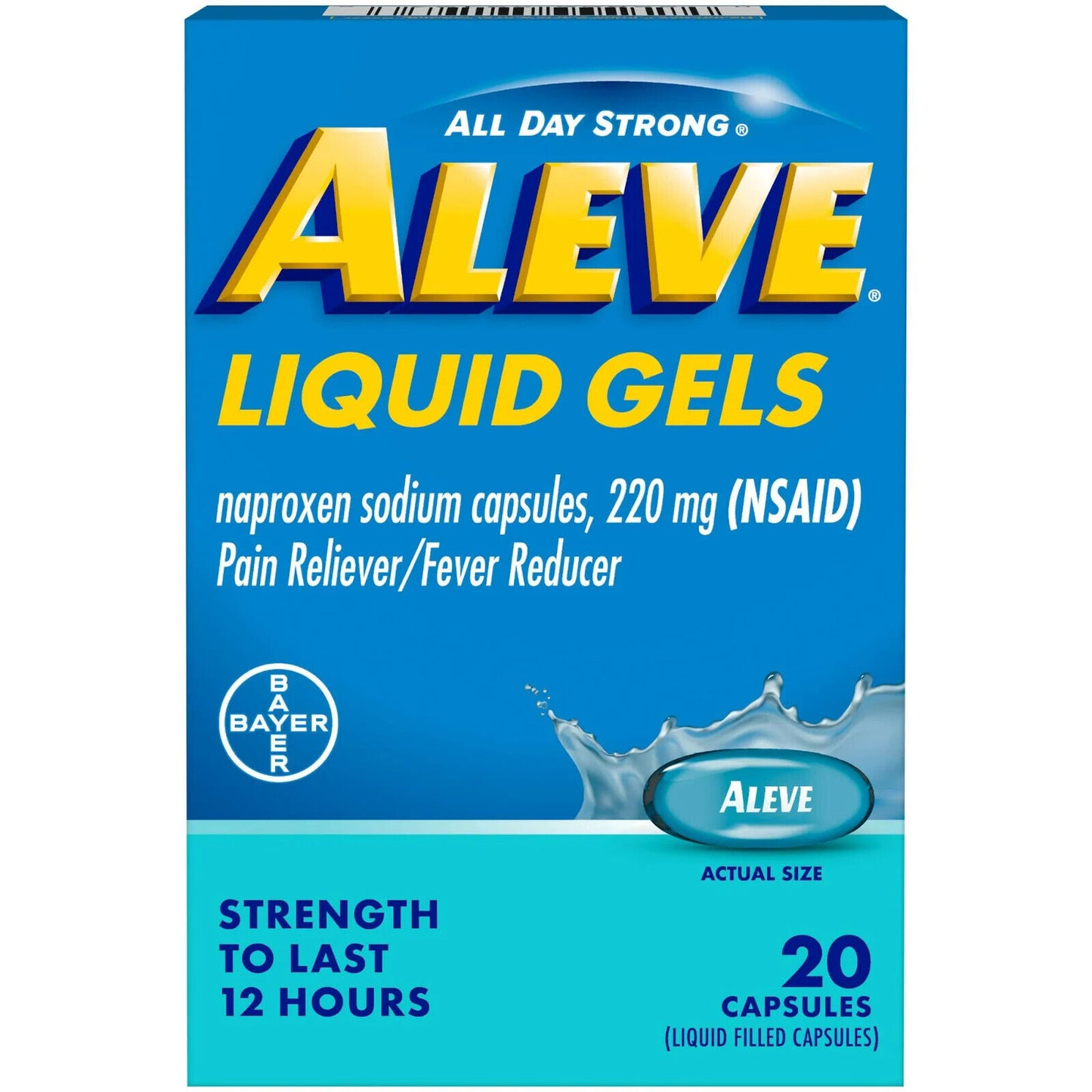 Aleve Liquid Gels Naproxen Sodium Pain Reliever, 20 Caps