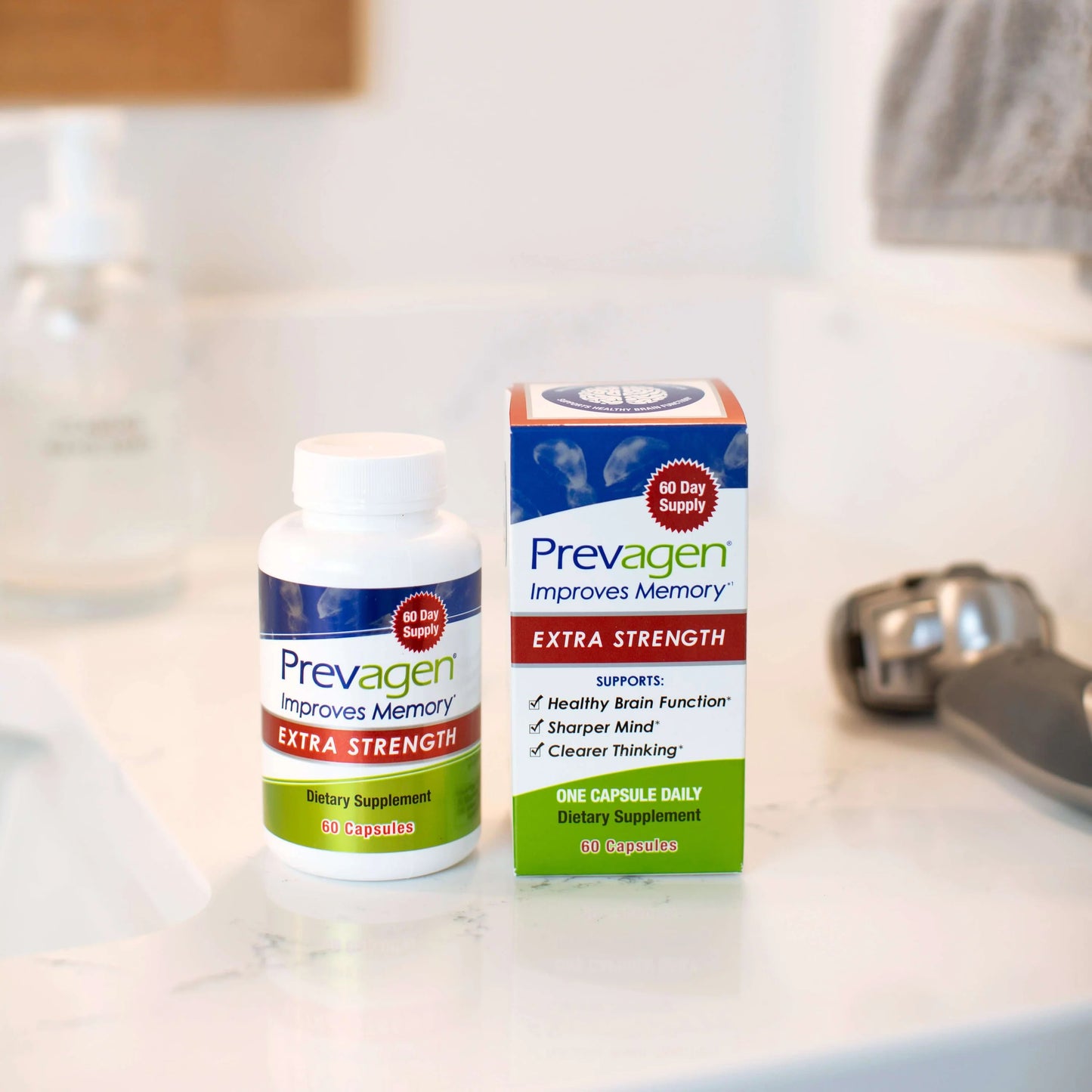 Prevagen Extra Strength 20mg, 60 Capsules, with Apoaequorin & Vitamin D and 7-Day Pill Minder