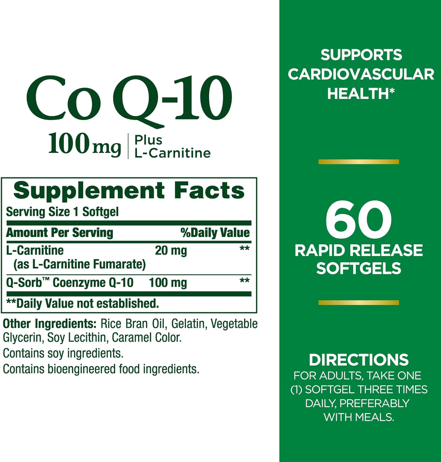 Nature's Bounty CoEnzyme Q10 Supplements, 100 mg Gels, 60 Count