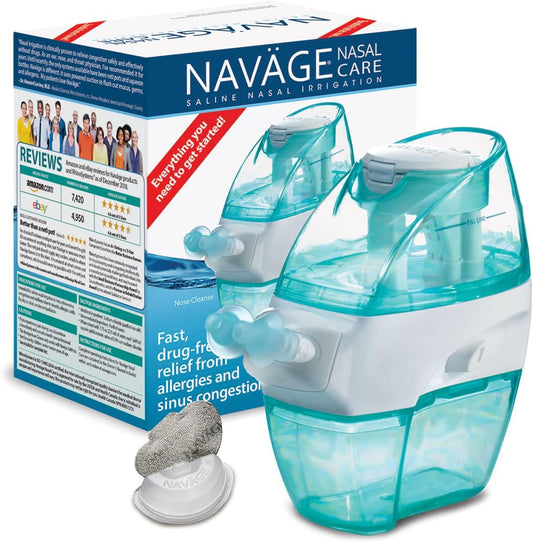 Navage Nasal Care Starter Bundle: Navage Nose Cleaner and 20 SaltPod Capsules, Blue