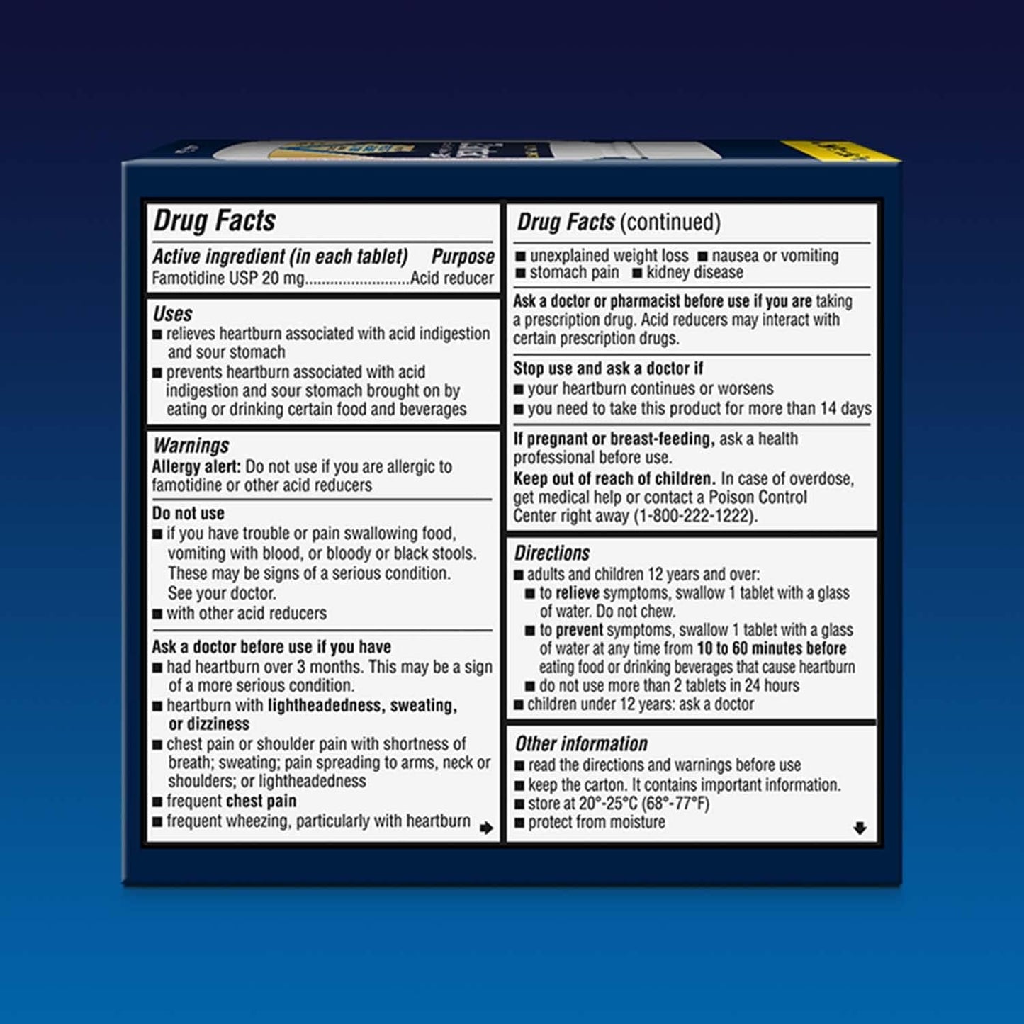 Zantac 360 Prevents & Relieves Heartburn Cool Mint 20mg Tablets /Acid Reducer 25ct