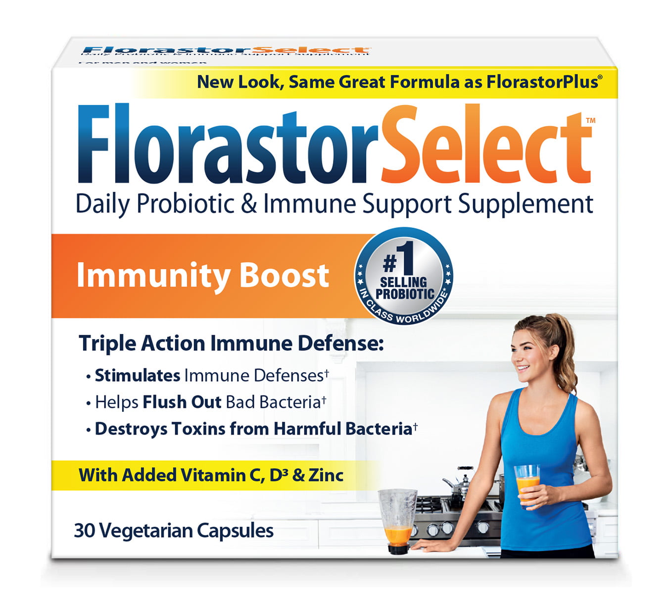 Florastor Select Unisex Daily Probiotic & Immune Support Supplement Capsules, 30 Count