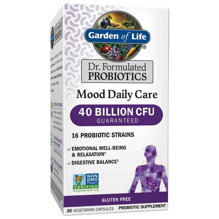 Garden of Life Dr. Formulated Mood Probiotics | Daily Care | 40 Billion CFU | Stress Support | 30ct