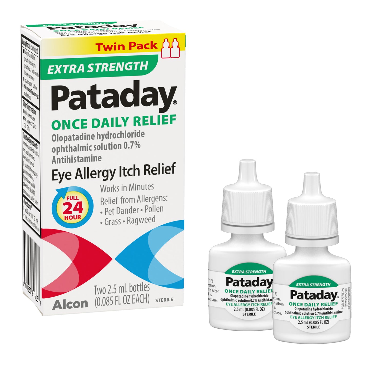 Pataday Once Daily Extra Strength Eye Care Allergy Relief, Twin Pack