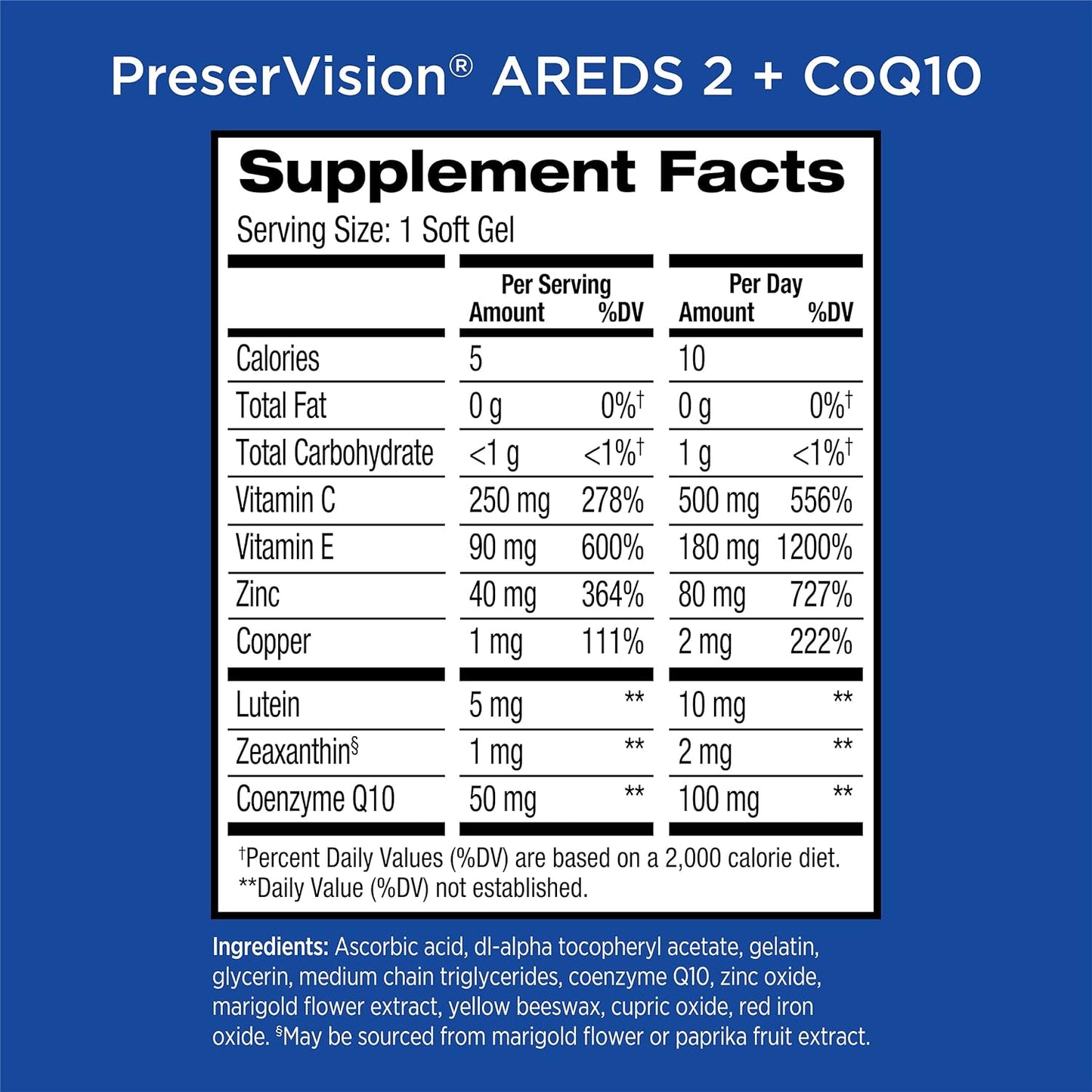 PreserVision AREDS 2 Eye Vitamins with CoQ10 for Heart Health 100 Softgels