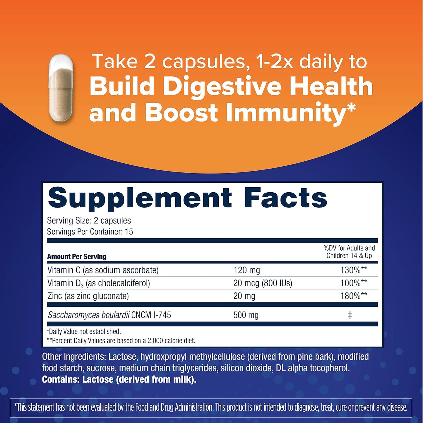 Florastor Select Unisex Daily Probiotic & Immune Support Supplement Capsules, 30 Count