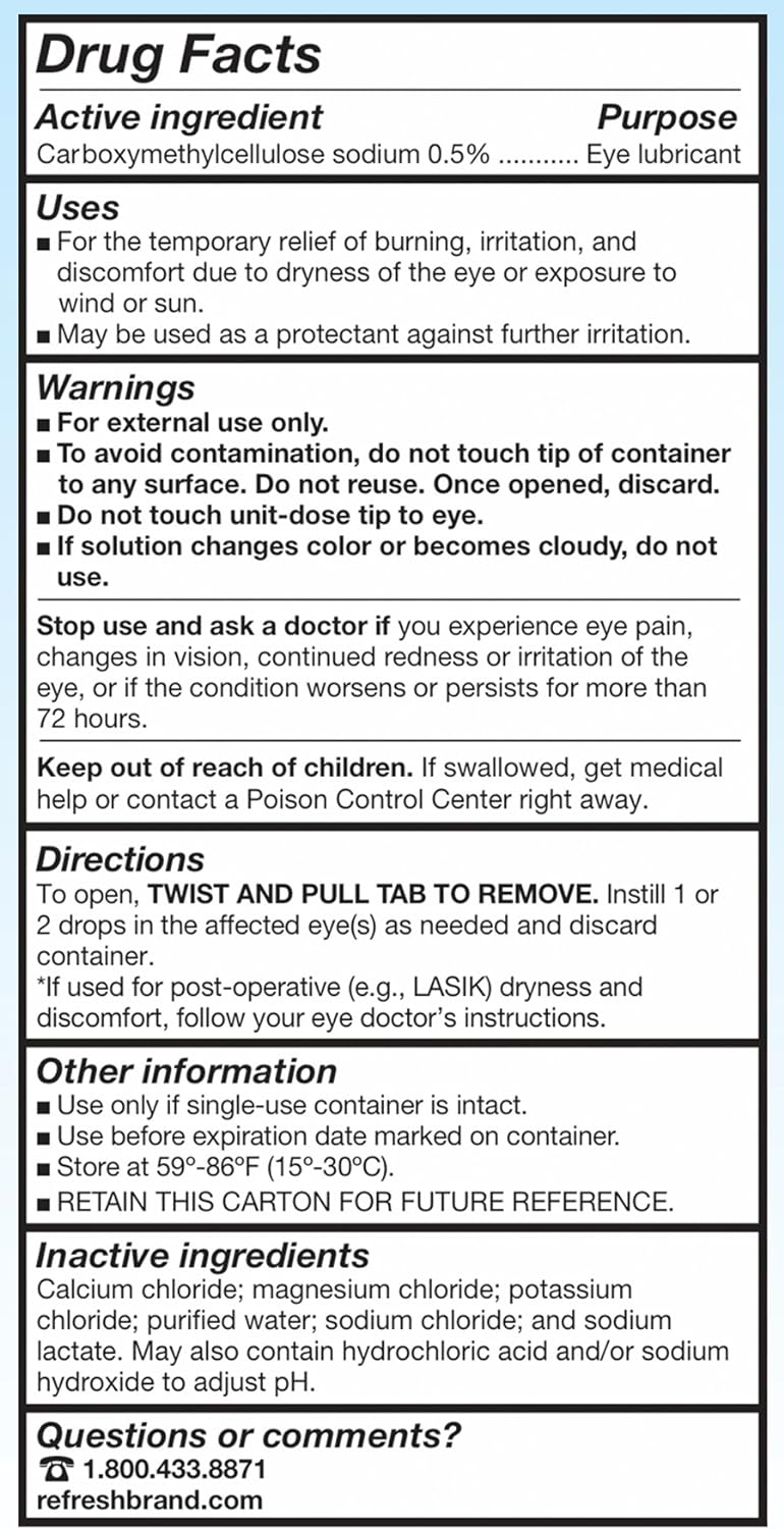 Refresh Plus Lubricant Eye Drops Non-Preserved Tears, 50 Single-Use Containers, 0.4 mL