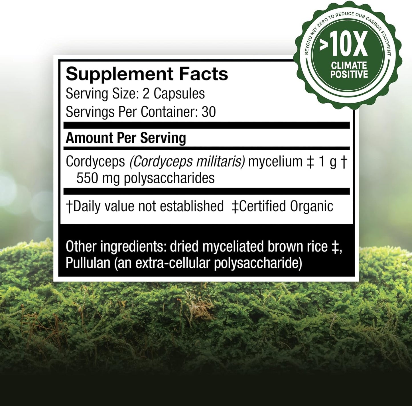 Host Defense, Cordyceps Capsules, Energy and Stamina Support, Daily Dietary Supplement, USDA Organic, Gluten Free, 60 Vegetarian Capsules (30 Servings)