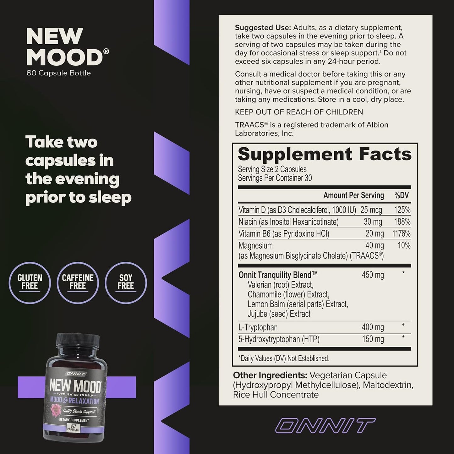 Onnit Labs New Mood Daily Stress Formula 60ct