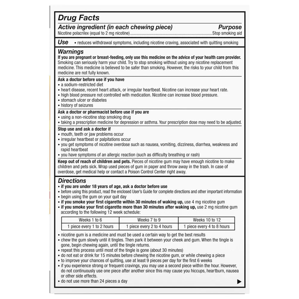 Nicorette Coated Nicotine Gum to Stop Smoking, Fruit Chill, 2 Mg, 100 Count