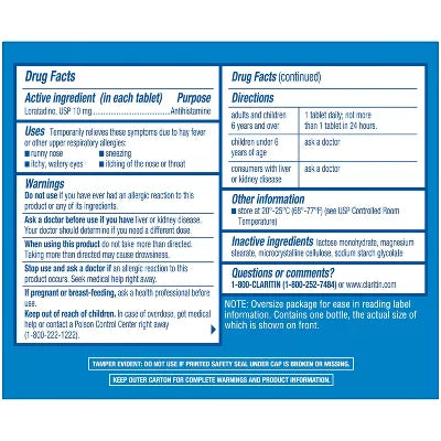 Claritin 24 Hour Allergy Medicine, Antihistamine Tablets, 10 mg, 70 Ct