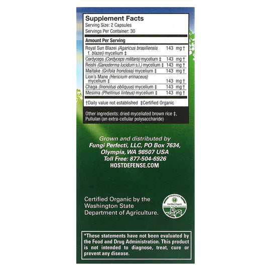 Host Defense - Stamets 7 Multi Mushroom Capsules, 60 Count