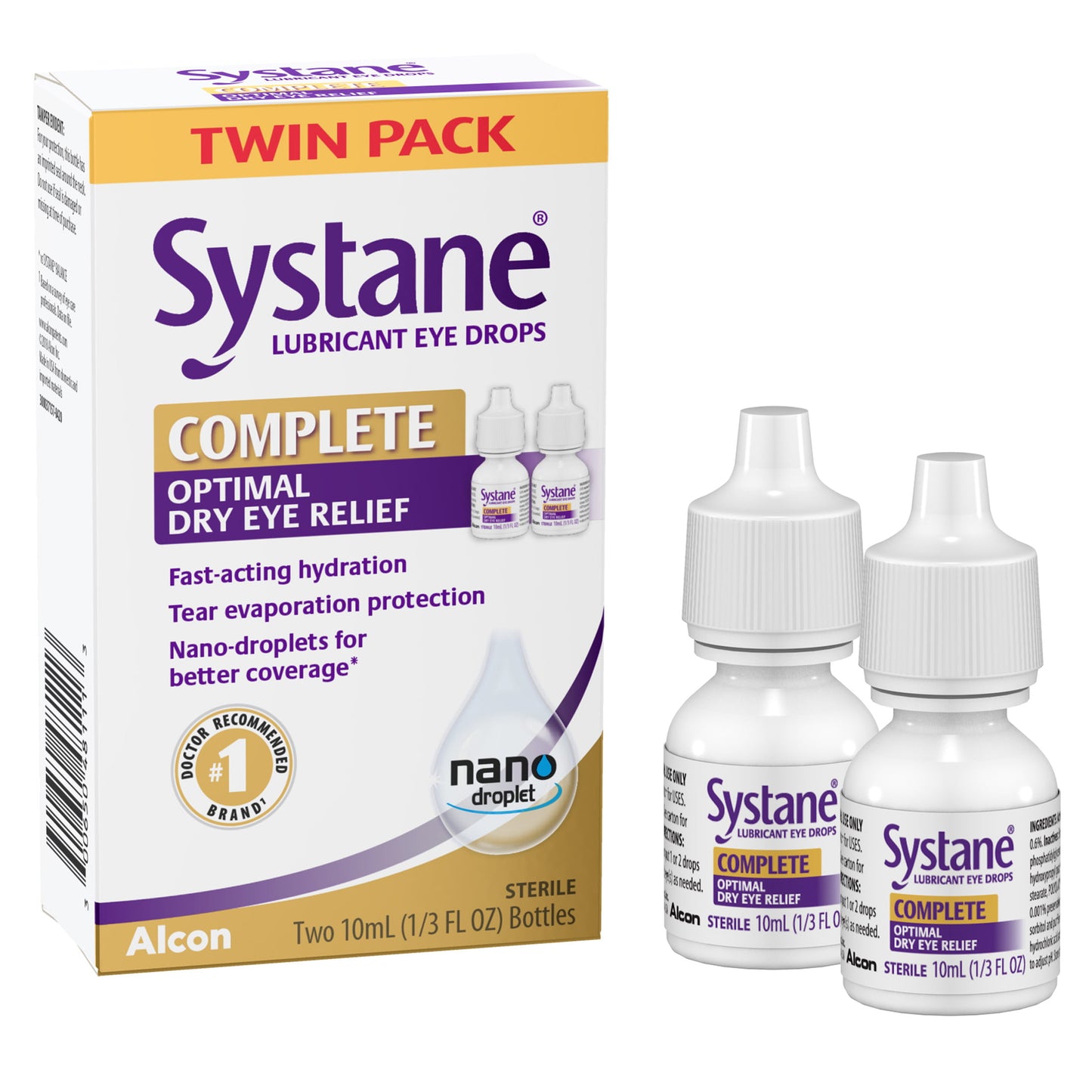 Systane Complete Dry Eye Care Symptom Relief Eye Drops, Twin Pack