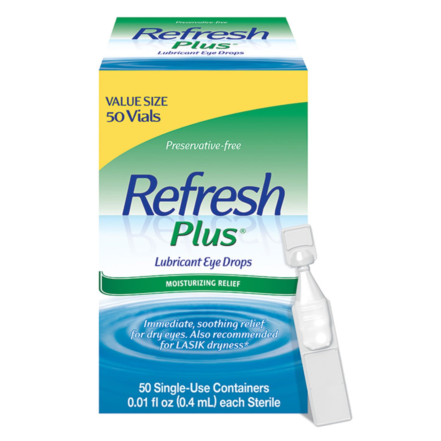 Refresh Plus Lubricant Eye Drops Non-Preserved Tears, 50 Single-Use Containers, 0.4 mL
