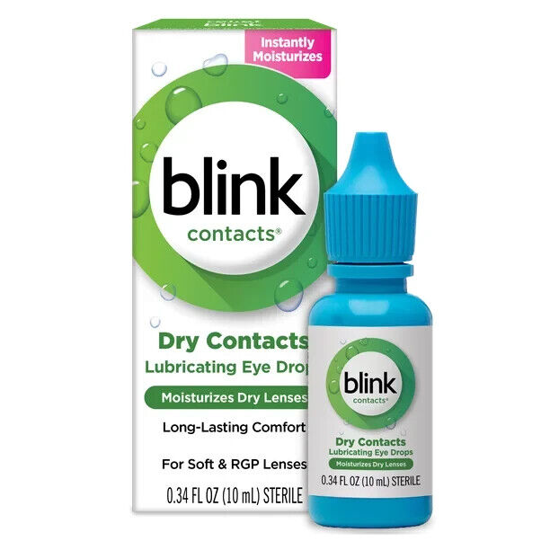 Blink Contacts Dry Contacts Lubricating Eye Drops, 0.34 fl. Oz Pack 2 Exp 2025
