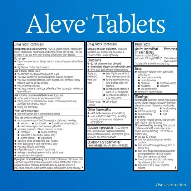 Aleve Pain Reliever/Fever Reducer 50 Tablets Pack of 2