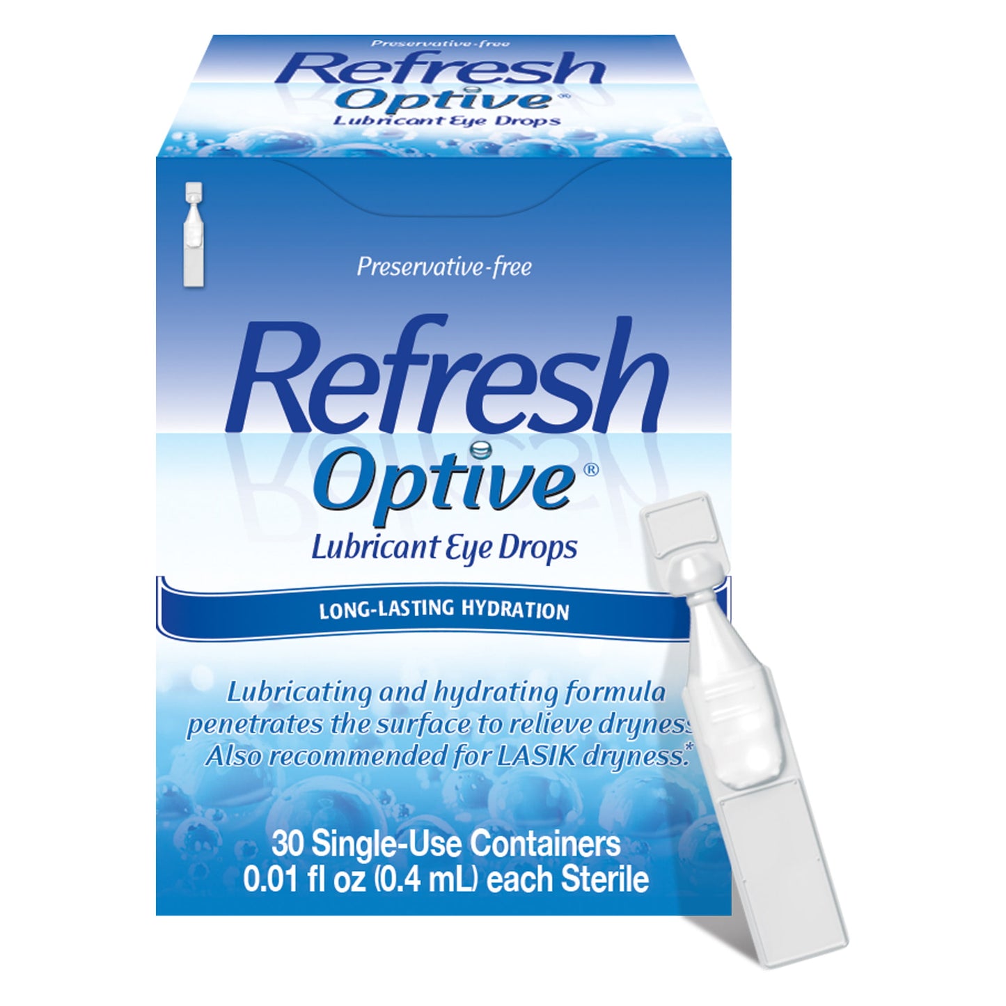 Refresh Optive Lubricant Eye Drops Non-Preserved Tears, 30 Single-Use Containers, 0.4 mL