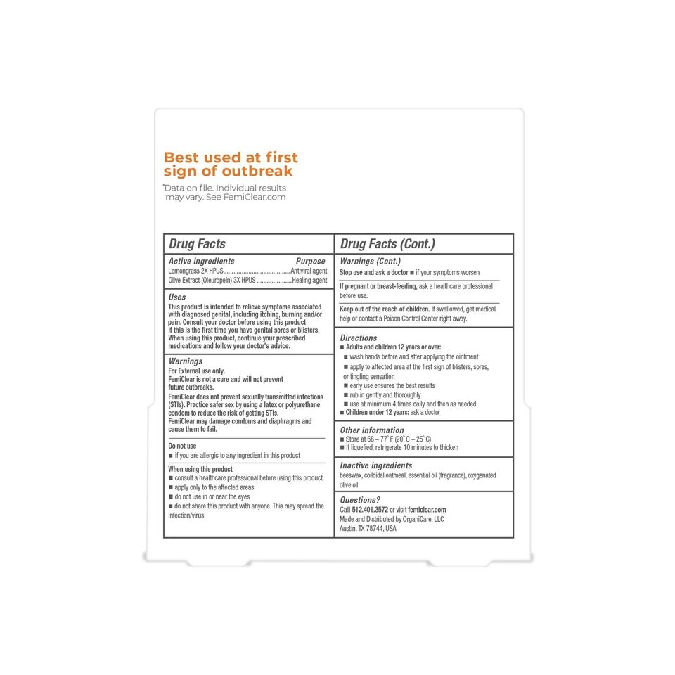 FemiClear For Genital Herpes - Itching & Tingling Symptom Relief Ointment, 0.5oz