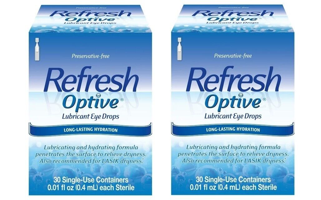 Refresh Optive Lubricant Eye Drops Tears, 30 vials  Pack of 2
