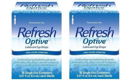 Refresh Optive Lubricant Eye Drops Tears, 30 vials  Pack of 2