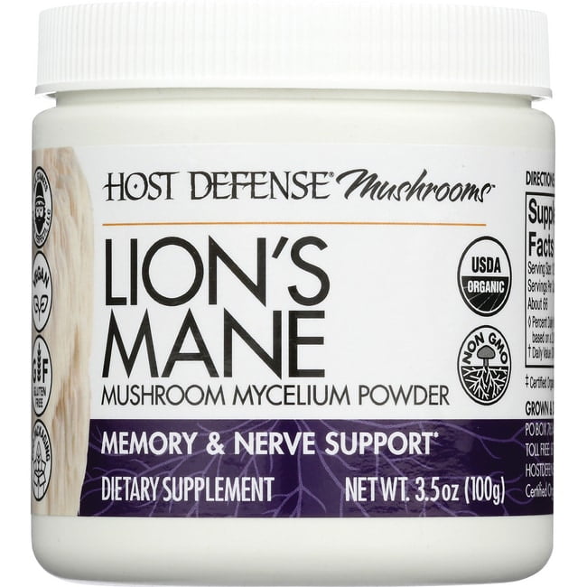 Host Defense, Lion's Mane Mushroom Powder, Supports Mental Clarity, Focus and Memory, Certified Organic Supplement