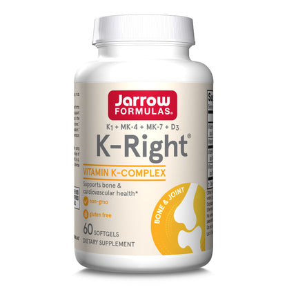 Jarrow Formulas K-Right - Dietary Supplement for Bone & Cardiovascular Health Support - Contains Vitamin D3 & Three Forms of Vitamin K Including MK-7 - 60 Servings (Packaging May Vary)