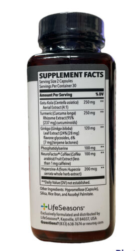 NeuroQ Memory & Focus Extra Strength - Boosts Cognitive Performance & Brain Function - Supports Neuroprotection & Concentration - Huperzine A, Gotu Kola, Ginkgo, Coffee Fruit & Propolis - 60 Capsules