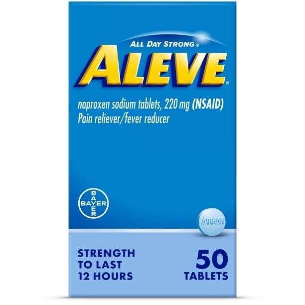 Aleve Pain Reliever/Fever Reducer 50 Tablets Pack of 2