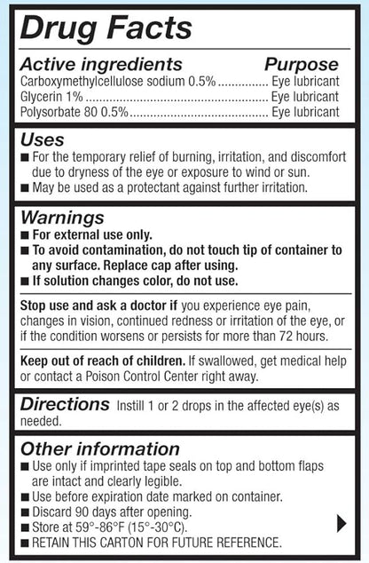 Refresh Optive Advanced Lubricant Eye Drops Preserved Tears, 2 Count, 20 mL