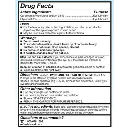 Refresh Optive Lubricant Eye Drops Tears, 30 vials  Pack of 2