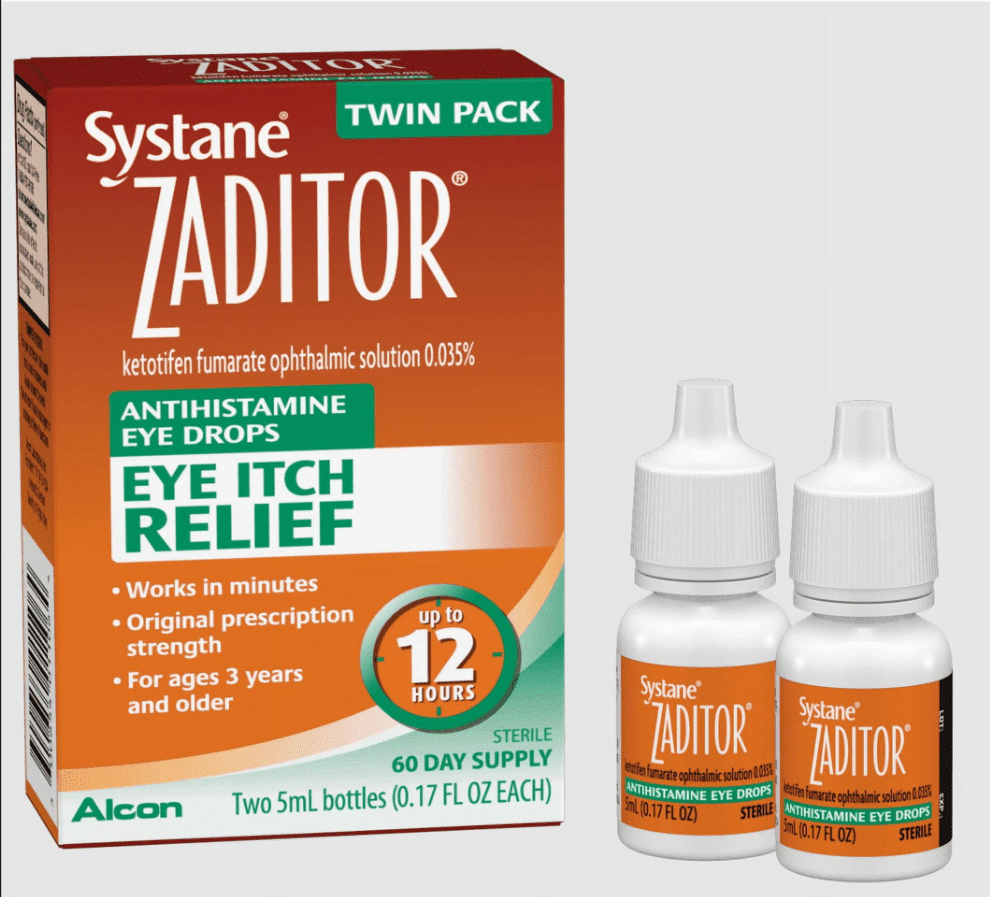 Antihistamine Ey e Dro ps, Allergy Symptom Relie f, 5 ml, Twin Pack