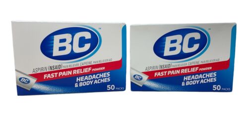 BC Powder Pain Reliever, 50 Dissolve Packs Pack of 2 Exp 2026