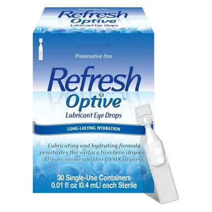 Refresh Optive Lubricant Eye Drops Tears, 30 vials  Pack of 2