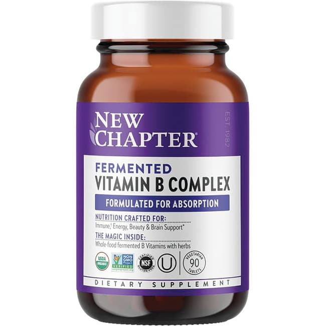 New Chapter Vitamin B Complex, Fermented Vitamin B Complex, USDA Organic, ONE Daily for Cellular Energy + Brain + Beauty, 100% Vegan, Gluten-Free - 90 Count