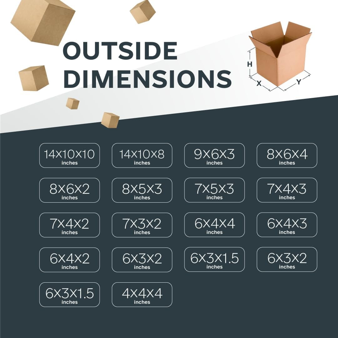 Boxes for Packaging 8"L x 5"W x 3"H Set of 50PCS | Corrugated Cardboard Box for Mailing, Packing, Packaging and Storage